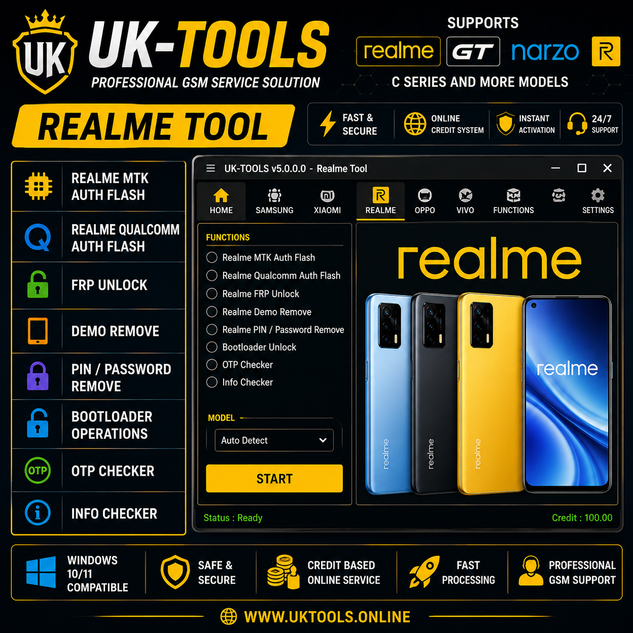 UK-TOOLS Realme (MTK+QC OneClick & O+ Support)